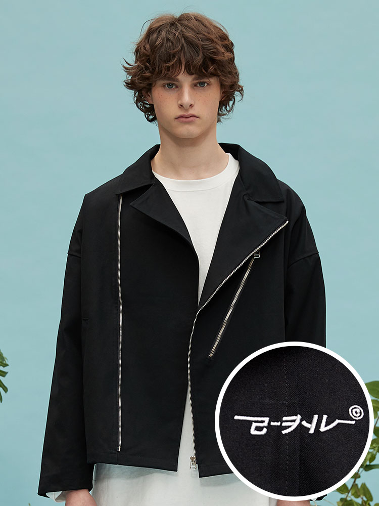 oversize cotton rider jacket (black)