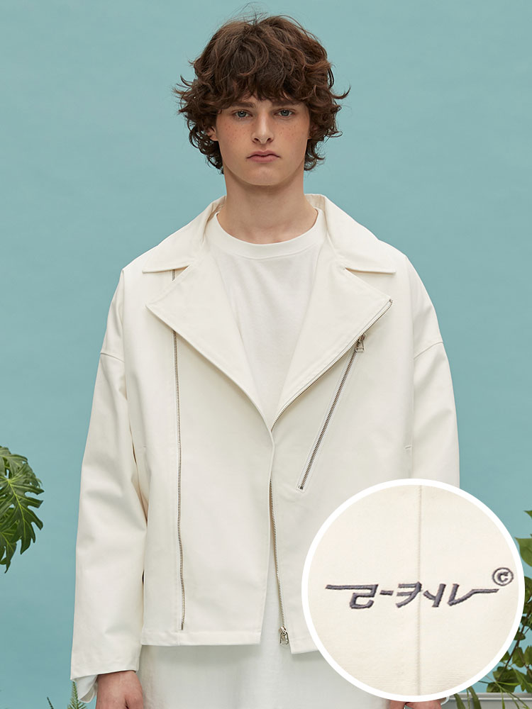oversize cotton rider jacket (white)